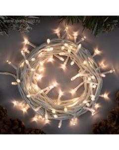 Гирлянда «Нить» 10 м, IP20, белая нить, 100 LED, 8 режимов, 220 В, свечение тёплое белое Luazon lighting