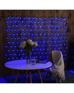 Гирлянда «Сеть» 2×1.5 м, IP44, УМС, тёмная нить, 192 LED, свечение синее, 220 В Luazon lighting