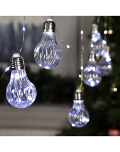 Гирлянда «Нить» 3 м роса с насадками «Лампочки объёмные», IP20, серебристая нить, 100 LED, свечение белое, 3.5 В Luazon lighting