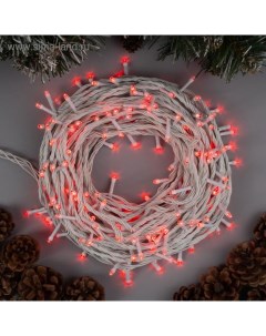 Гирлянда «Нить» 20 м, IP20, белая нить, 200 LED, свечение красное, 8 режимов, 220 В Luazon lighting