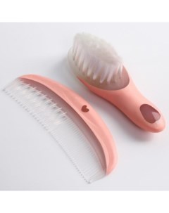 Расчёска детская, щётка для волос в наборе «Зайка Полли», розовый Mum&baby