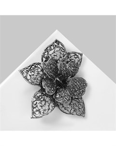 Брошь «Цветок» двойной, цвет серый в чернёном серебре Qf