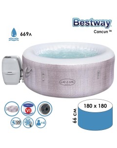 SPA-бассейн Cancun AirJet, 180×66 см, фильтр-насос, тент, дозатор для химии, аэромассаж, 60003 Bestway