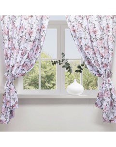 Комплект штор для кухни с подхватами «Пионы» 145×180 см-2 шт., 100% п/э Этель