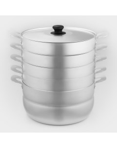 Манты-казан, 6 л, d=26 см, с 4 сетками, высота секции 5 см, с крышкой, штампованный алюминий Белая калитва