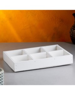 Кашпо - ящик для цветов «Шесть», 28×19×5 см, деревянное, белое Дарим красиво