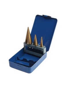 Набор сверл ступенчатых, HSS, TiN, трехгр. хвост., 4-12 мм, 4-20 мм, 4-32 мм, 3 шт. Tundra