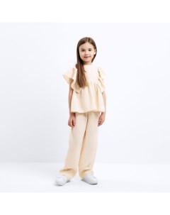 Комплект (блузка и брюки) для девочки, бежевый, рост 104 см Minaku