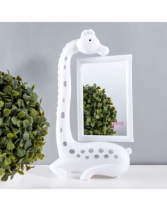 Настольная лампа с фоторамкой, зеркалом "Жираф" LED 3Вт USB RGB белый 17х8х30 см Risalux