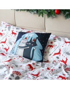 Подушка декоративная новогодняя «. Любви в НГ», 40×40 см, велюр Этель