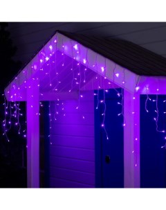 Гирлянда «Бахрома» 4 × 0.6 м, IP44, прозрачная нить, 180 LED, свечение фиолетовое, 8 режимов, 220 В Luazon lighting