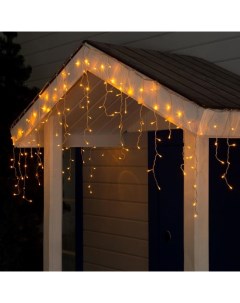 Гирлянда «Бахрома» 3×0.6 м, IP44, УМС, прозрачная нить, 160 LED, свечение жёлтое, 220 В Luazon lighting