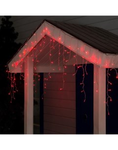 Гирлянда «Бахрома» 3 × 0.6 м, IP44, УМС, прозрачная нить, 160 LED, свечение красное, 220 В Luazon lighting