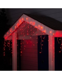 Гирлянда «Бахрома» 4×0.6 м, IP44, прозрачная нить, 180 LED, свечение красное, 8 режимов, 220 В Luazon lighting