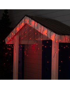 Гирлянда «Бахрома» 3 × 0.6 м, IP44, УМС, тёмная нить, 160 LED, свечение красное, 220 В Luazon lighting