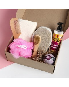 Набор подарочный «», полотенце 30×60 см, мочалка, щётка Этель