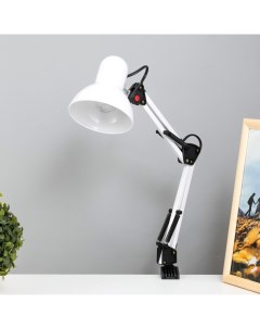 Лампа настольная Е27, h=55 см, шарнирная, на зажиме (220 В) белая Risalux