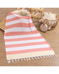 Полотенце - пештемаль пляжное, 100×180 см, 100% хлопок, 180 г/м², оранжевое Lovelife