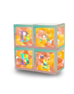 Коробка для шаров BABY, 4 шт., 30×30×30 см, с подарком Страна карнавалия