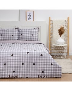 Постельное бельё евро «Клетка», сатин Lovelife