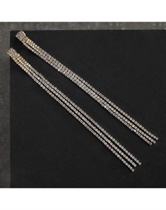 Клипсы для ушей висячие со стразами «Лёд», классика, цвет белый в золоте Qf