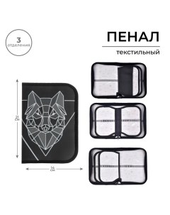 Пенал школьный, 3 секции, 14×21×4 см «Волк графика» Calligrata