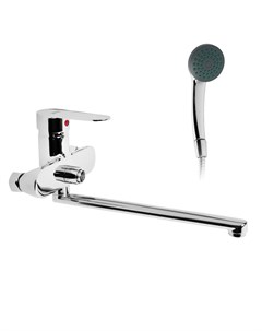 Смеситель для ванны ZEIN Z2741, излив 28 см, с кнопкой, картридж 35 мм, душевой набор, хром Zein