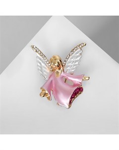 Брошь «Ангелок», цвет бело-розовый в золоте Qf