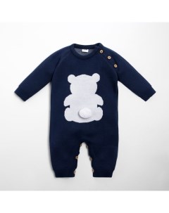 Комбинезон вязаный «Мишка», рост 80-86 см, синий Крошка я