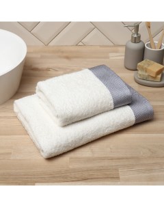 Полотенце махровое Love Life Honey, 50×90 см, хлопок 100%, молочное, серое Lovelife