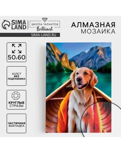 Алмазная мозаика с частичным заполнением на холсте «Пёс в лодке», 50×60 см Школа талантов