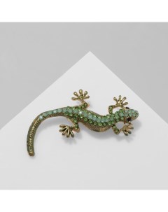 Брошь «Ящерица», цвет зелёный в золоте Qf
