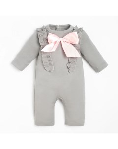 Комбинезон с бантиком для девочки «» BASIC LINE, рост 62-68 см, серый Крошка я