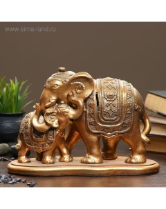 Копилка для денег «Слон со слонёнком», гипс, бронза, 15×32 см Хорошие сувениры