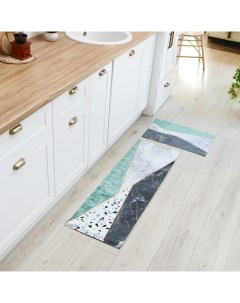 Набор ковриков для кухни «Мозайка», 2 шт., 38×58 см, 38×118 см Этель