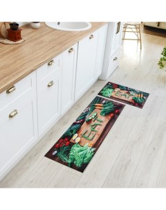 Набор ковриков для кухни «EAT», 2 шт., 38×58 см, 38×118 см Этель