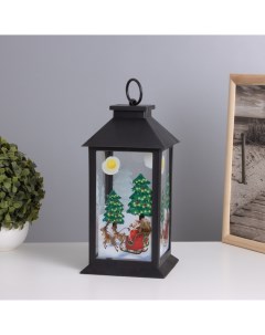 Фигурка светящаяся «Санта Клаус на санях», LED-ночник, 3×ААА, чёрный, 14×14×28.5 см Risalux