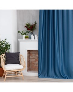 Штора портьерная "Штрихи"цв.синий,на шторн.ленте 250*265 см,100% п/э Этель