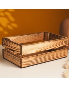 Кашпо для цветов, 26×16×10 см, деревянное, обожжённое Дарим красиво