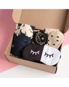 Набор подарочный женский «» Sun Moon, плед 75×100 см, носки 36-39 (23-25 см), маска для сна Этель