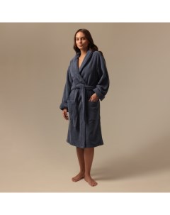 Халат махровый женский SL HOME: Basic «Ривьера», размер L, хлопок 100%, синий Sima-land home