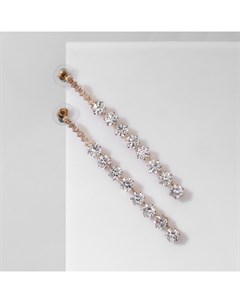 Серьги висячие со стразами «Дорожка» кругов, цвет белый в золоте, 7,5 см Qf