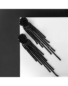 Клипсы для ушей висячие со стразами «Диско», элегантность, цвет чёрный Qf