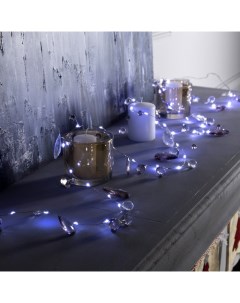 Гирлянда «Нить» 2 м роса с насадками «Ледяные лепестки», IP20, серебристая нить, 40 LED, батарейки ААх3 (нет в комплекте), свечение белое Luazon lighting