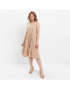 Платье миди женское с поясом : Casual collection, бежевое, размер 52 Minaku