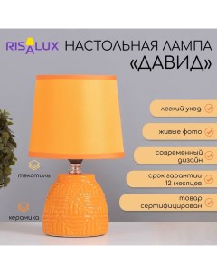 Лампа настольная «Давид» 1×40 Вт Е14 оранжевый 14.5×14.5×24 см Risalux