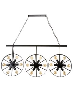 Светильник подвесной «Колёса», люстра 18×40 Вт, E27, чёрный, 65×10×150 см Bayerlux