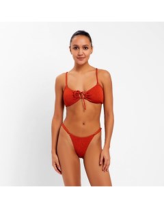 Купальник раздельный с завязками спереди женский, рыжий размер 48 Minaku
