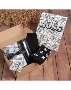 Набор подарочный «» Dollar, плед 75×100 см, носки 41-44 (27-29 см), 2 пары, термостакан Этель