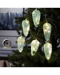 Гирлянда «Нить-грозди» 230 см, нить прозрачная, «Шишки», 30 LED, 4.5 В, батарейки ААх3 (нет в комплекте), свечение тёплое белое Luazon lighting